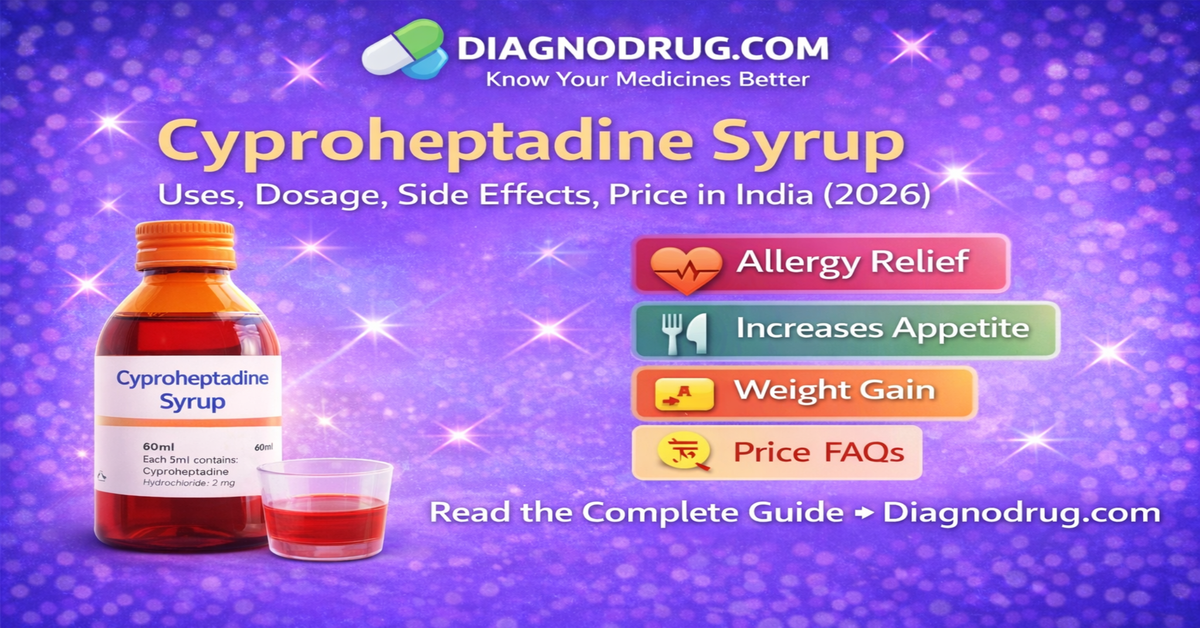 Cyproheptadine syrup uses, dosage, side effects, and price in India. Learn how it helps with allergy relief, appetite increase, and weight gain.