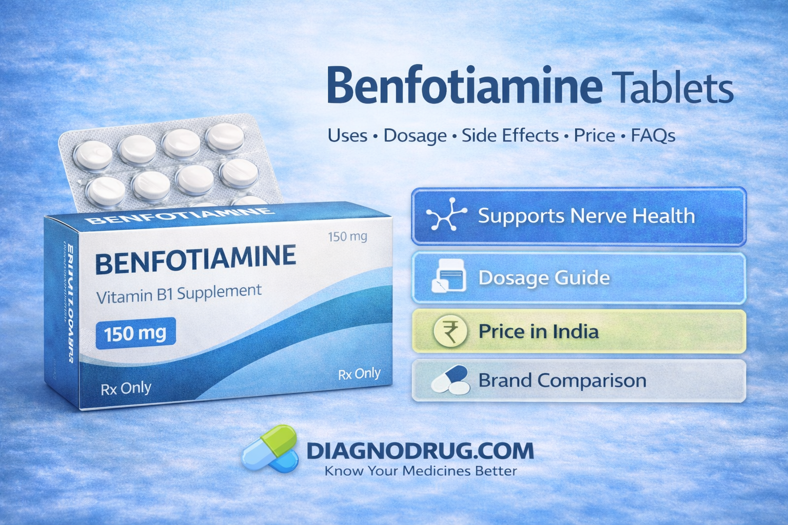 Benfotiamine Tablets — Uses, Dosage, Side Effects, Price, FAQs & Brand Comparison