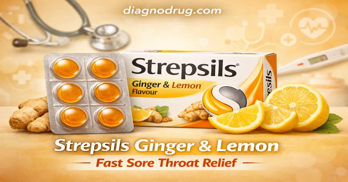 Strepsils Medicated Throat Lozenges – Ginger Lemon Flavour for Sore Throat Relief